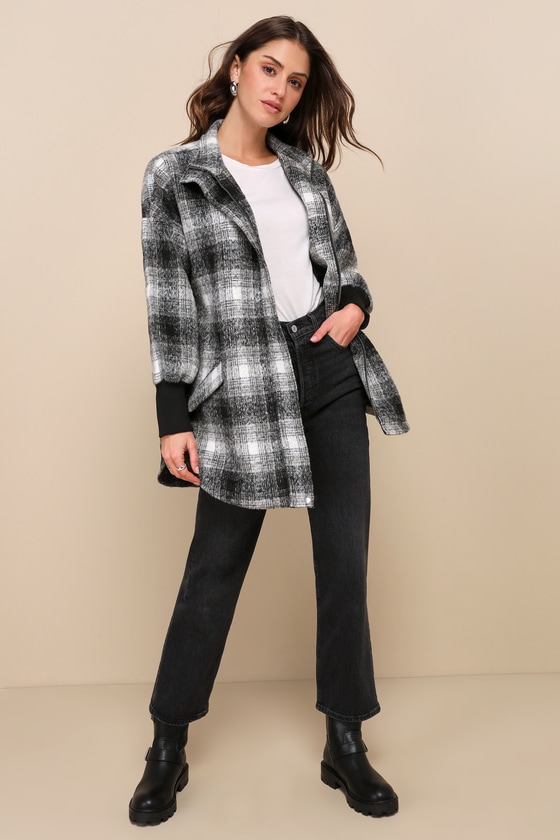 Grey Plaid Shacket - Shirt Jacket - Oversized Shacket - Jacket - Lulus
