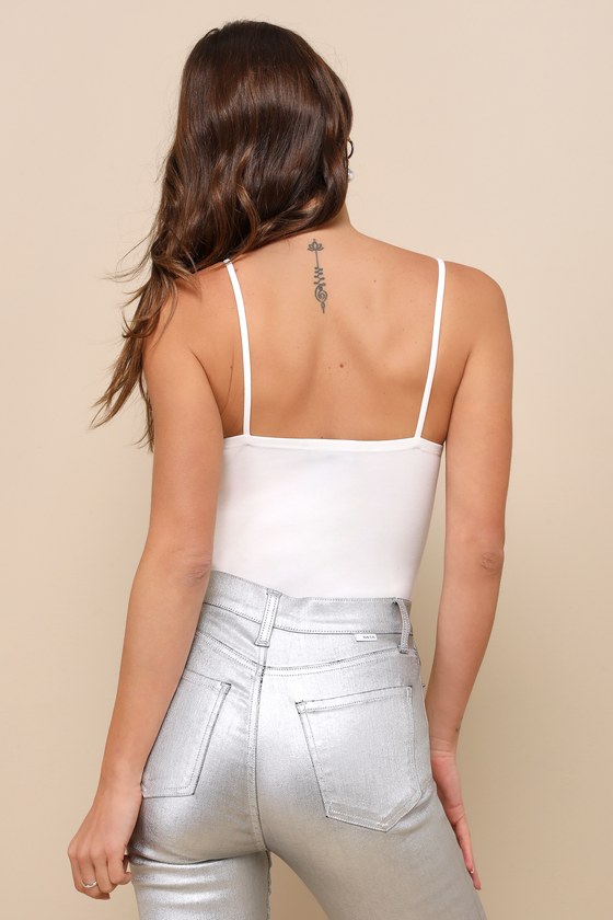 Adorably Iconic White Bow Front Bodysuit 2