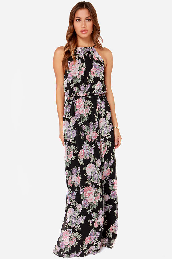 Black Dress - Floral Print Dress - Maxi Dress - $49.00 - Lulus