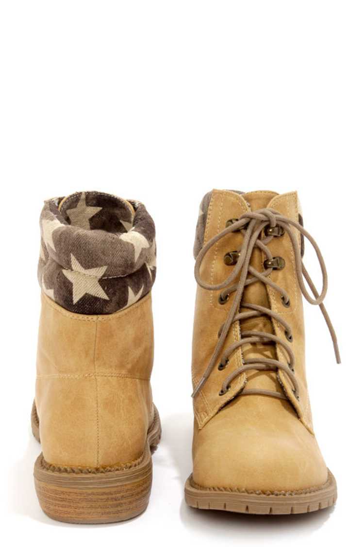 Coconuts Lumber Jack Natural Star Print Work Boots