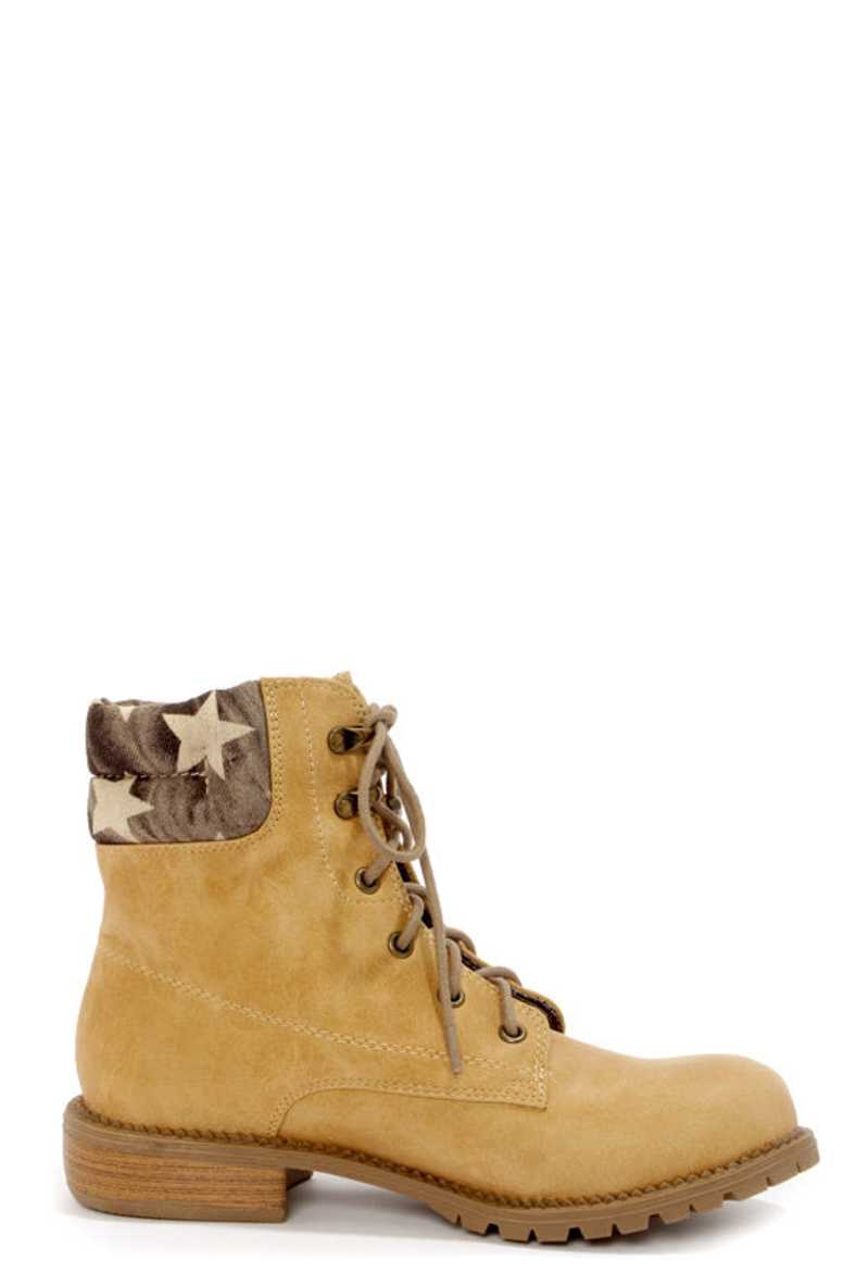 Coconuts Lumber Jack Natural Star Print Work Boots