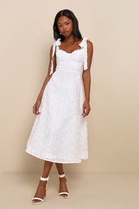 Glamorous Element White Lurex Tie-Strap Bustier Midi Dress
