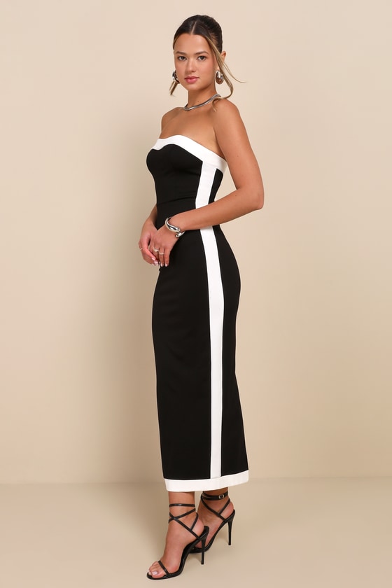 17608 Black Color Block Lace Strap Dress