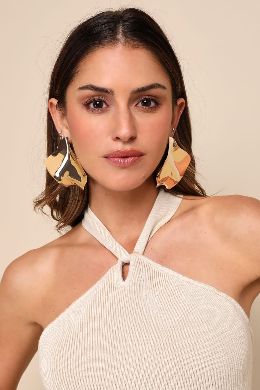 8 Other Reasons Crinkle Earrings - 14KT Gold Earrings - Earrings - Lulus