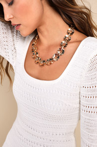 Looped In Gold Chunky Chain Link Statement Necklace
