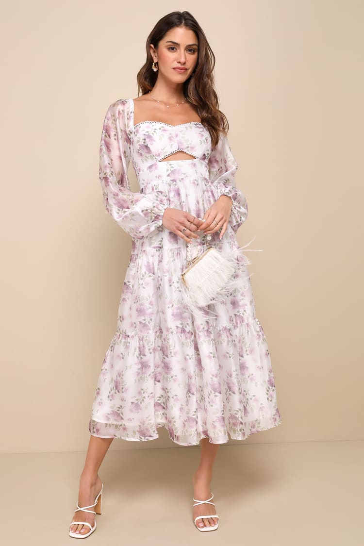 knee length dresses for ladies Andréa cut-out floral-print pleated maxi dress