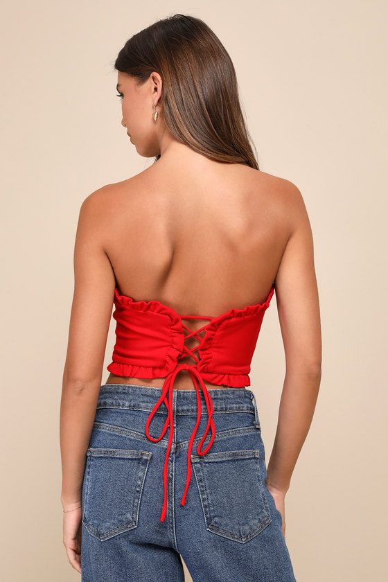 Red Lace Bustier Top