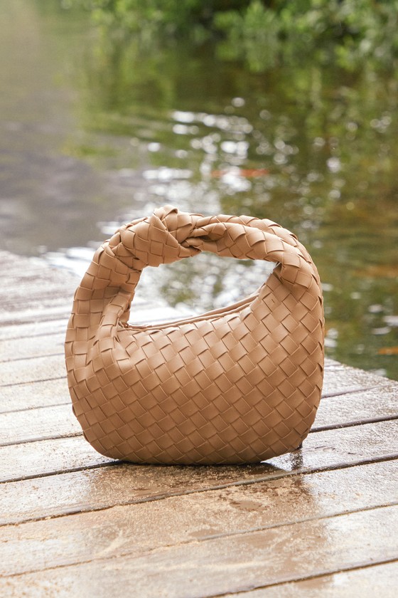 Mejia Beige Woven Knotted Handbag 1