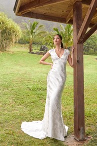 Loveliest Dream White Satin Jacquard Backless Mermaid Maxi Dress