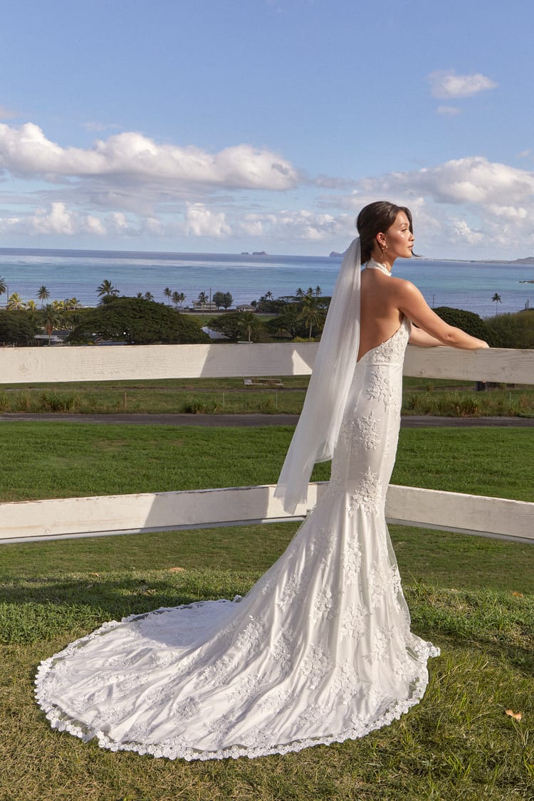 white maxi dress with train