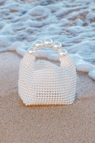 Upgraded Glam White Pearl Handbag