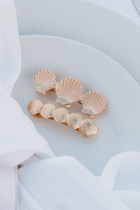 Gold Hair Clips - Seashell Hair Clips - Shell Clips - Barrettes - Lulus