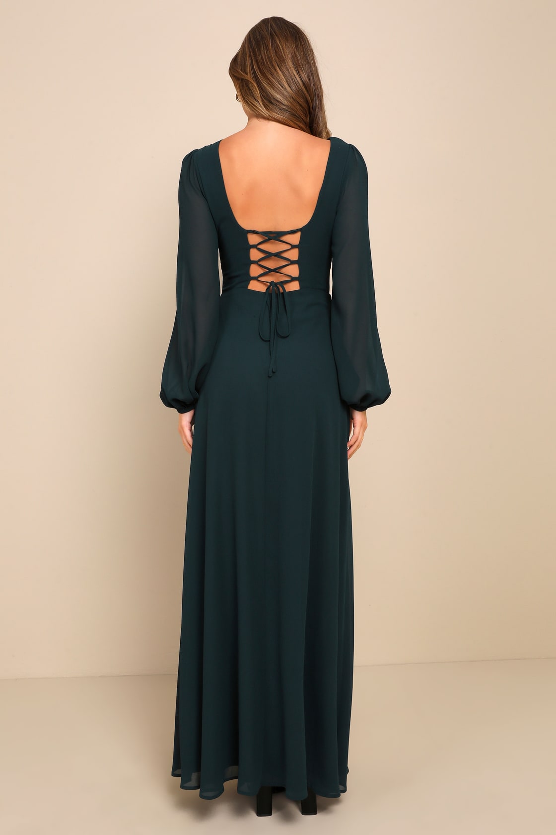 Marvelous Affair Emerald Green Pleated Lace-Up Maxi Dress