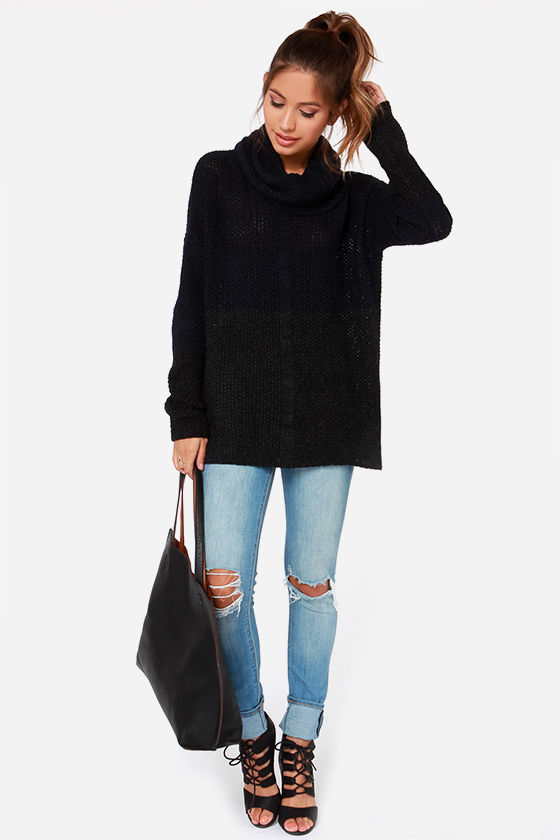 This Means War-mth Navy Blue Color Block Sweater 2