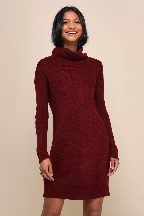 Tea Reader Burgundy Mini Sweater Dress 6