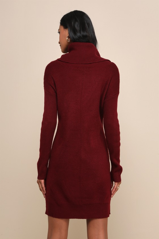 Tea Reader Burgundy Mini Sweater Dress 7