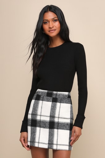 Karlee Black Ribbed Knit Long Sleeve Sweater Top 1