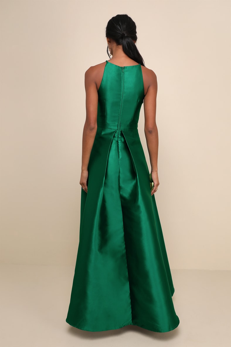 Broadway Show Emerald Green High-Low Maxi Dress