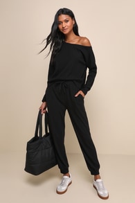 Dressed to Chill Black Ribbed Long Sleeve Sweater Top