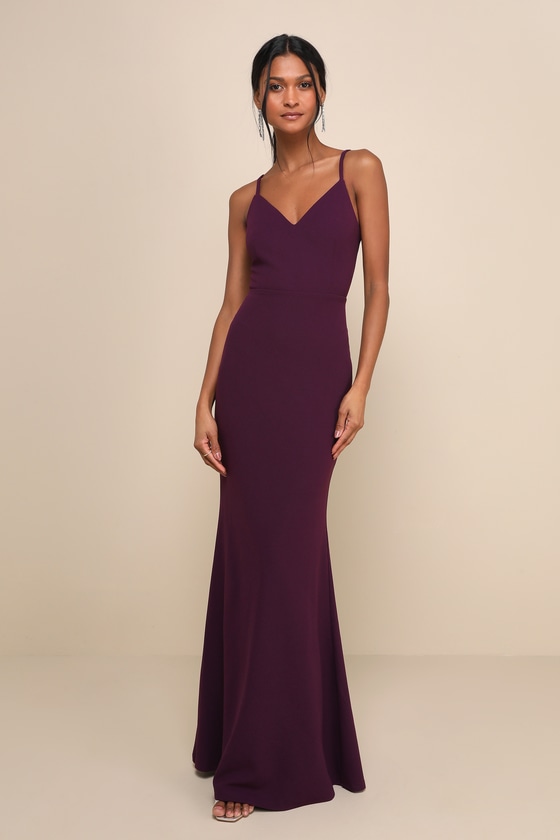 Moments of Bliss Purple Backless Mermaid Maxi Dress 6