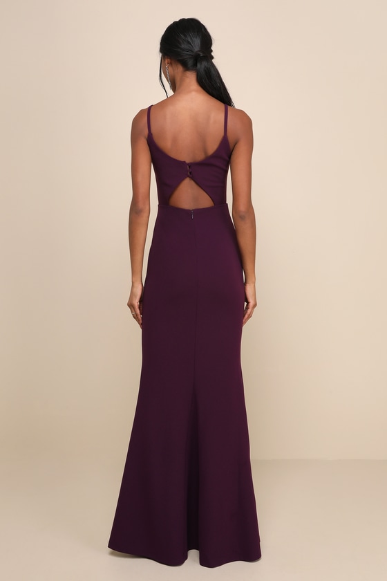 Moments of Bliss Purple Backless Mermaid Maxi Dress 7