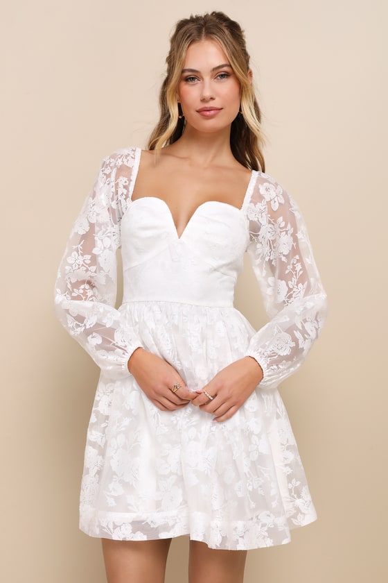 Exceptionally Darling White Burnout Floral Bustier Mini Dress 1