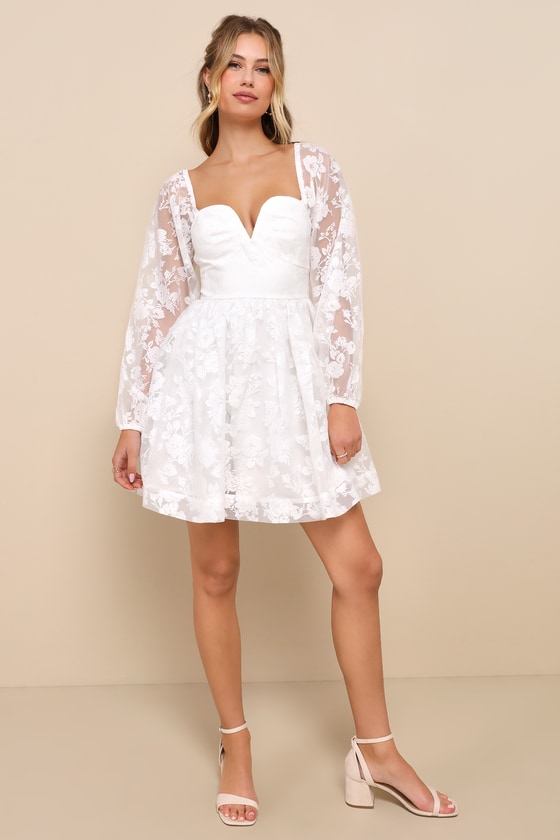 Exceptionally Darling White Burnout Floral Bustier Mini Dress 2