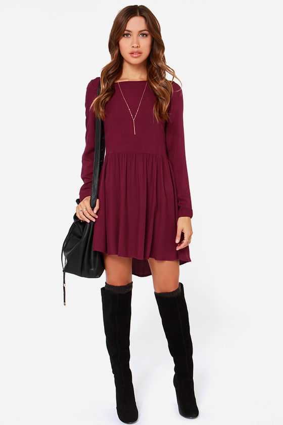 maroon long sleeve outfit