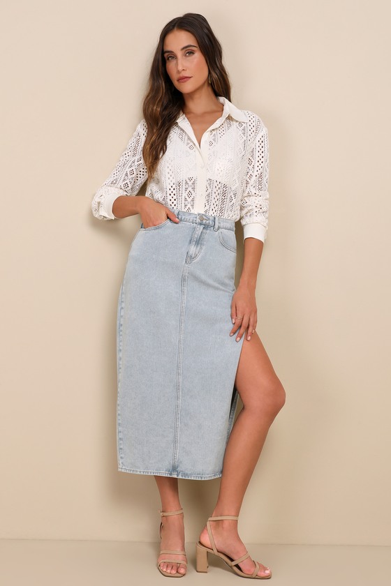 Crocheted Swim Cover-Up - Ivory Crochet Top - Knit Button-Up Top - Lulus