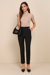 Kick It Black High-Waisted Trouser Pants 1