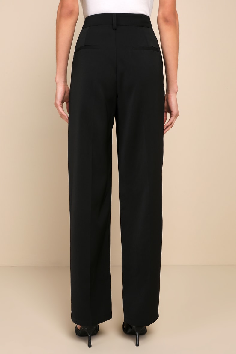 Chic Mindset Black High-Rise Wide-Leg Trouser Pants