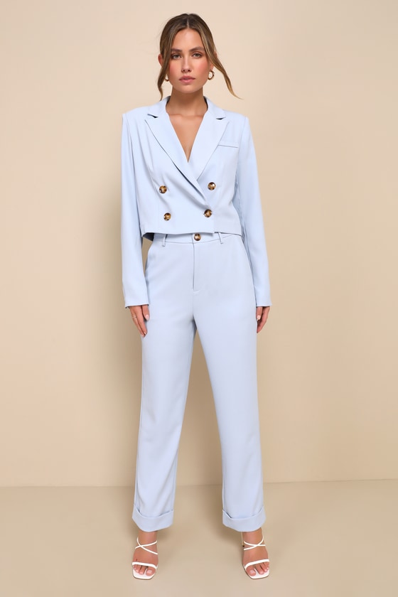 Posh Preference Light Blue High Rise Straight Leg Pants 1
