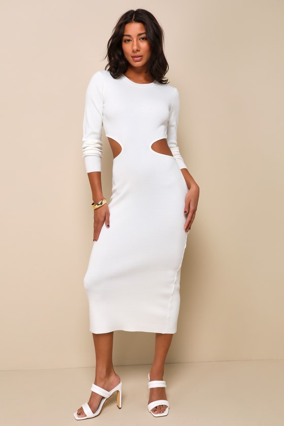 Ivory shirt dress with cutout