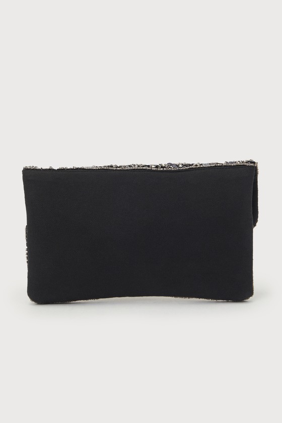 Deluxe Aesthetic Black Sequin Beaded Scalloped Clutch - thumbnail 5