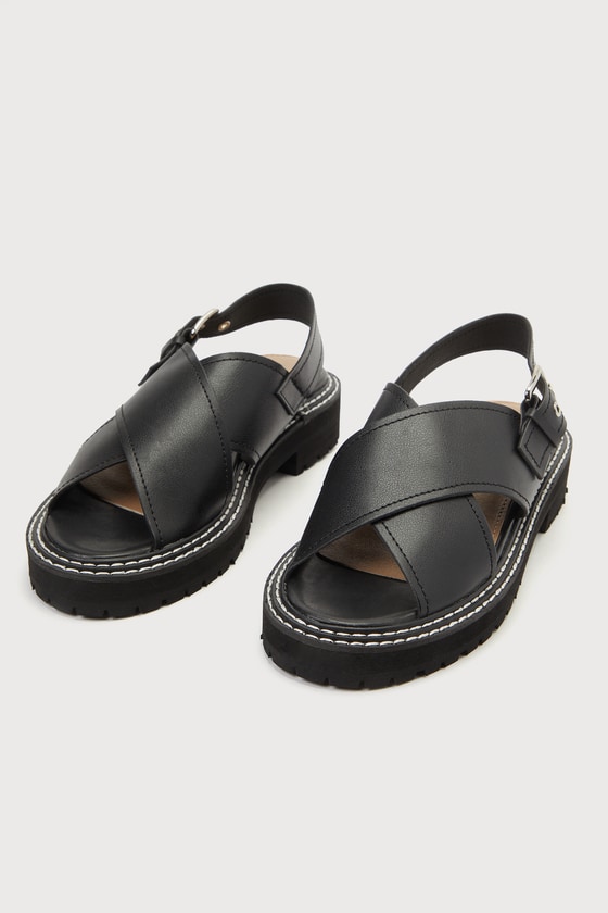 Lulus Grazia Black Chunky Platform Sandals