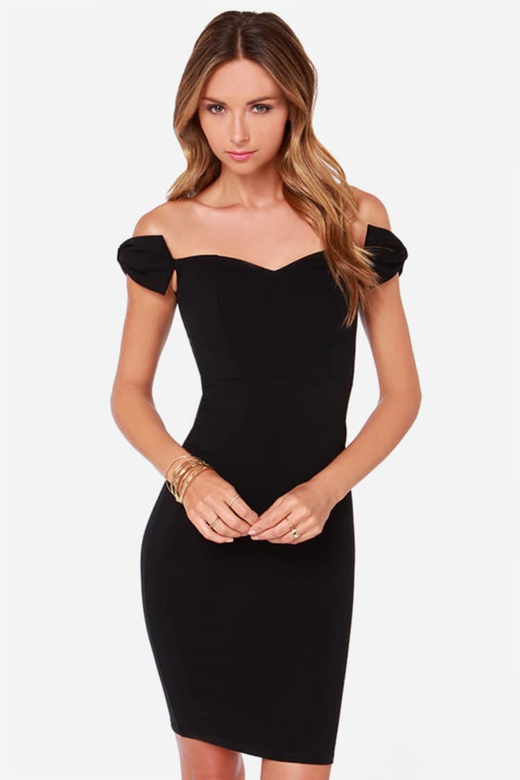 lulus black off the shoulder dress Black Star Dress Plus Size – Friday Flamingo main image 0