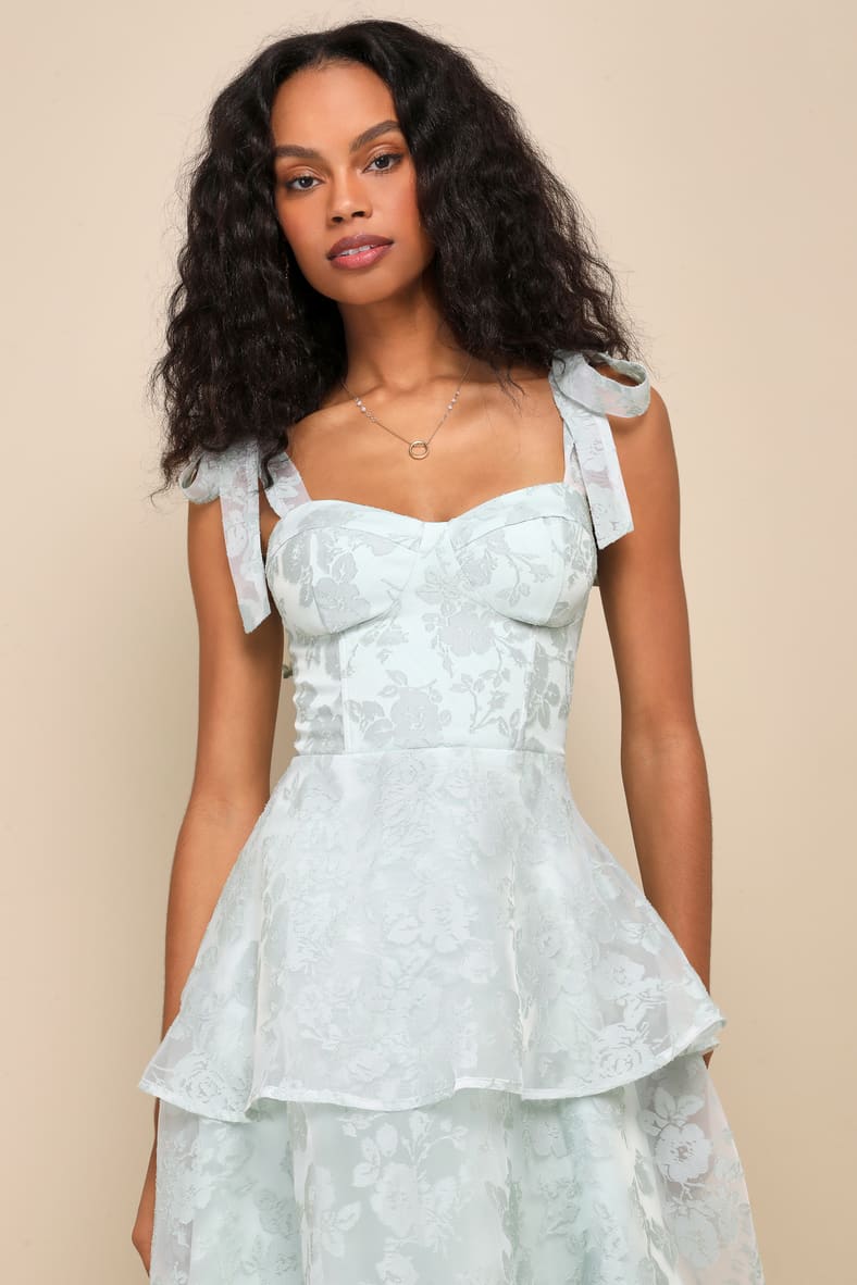 Glamorous Sweetie Sage Burnout Tie-Strap Bustier Midi Dress