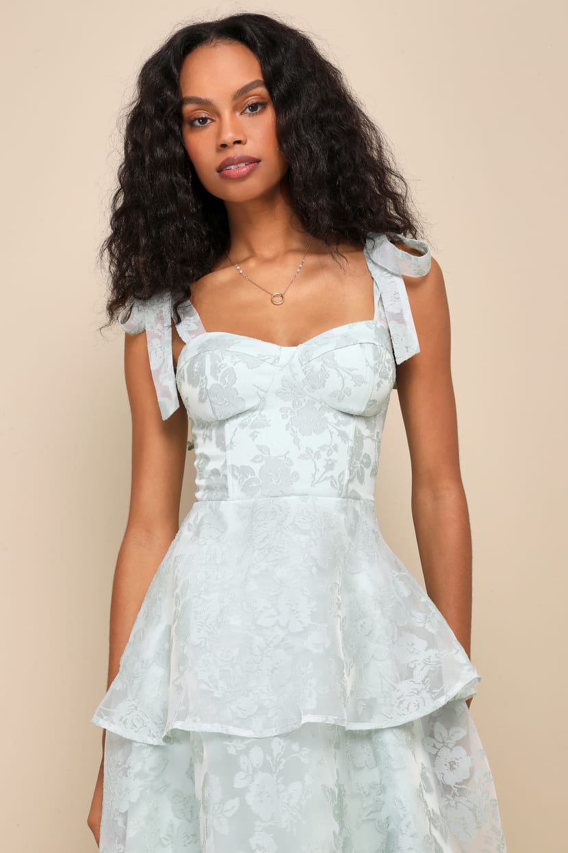 Green Glamorous Sweetie Sage Burnout Tie-Strap Bustier Midi Dress | Womens | Medium | Lulus | Homecoming