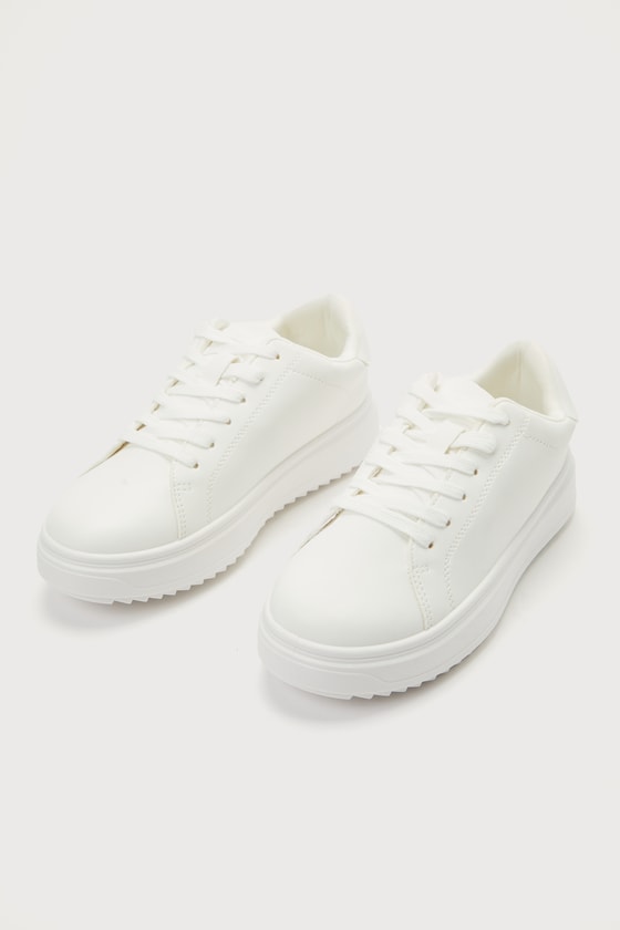Madden Girl Jeena White Paris Lace-up Sneakers
