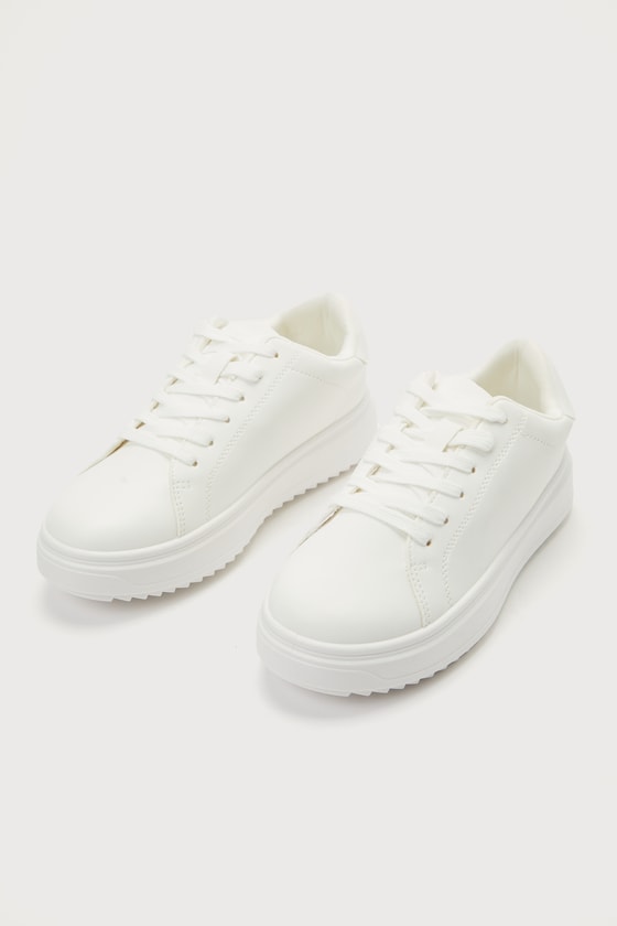 Jeena White Paris Lace-Up Sneakers 1