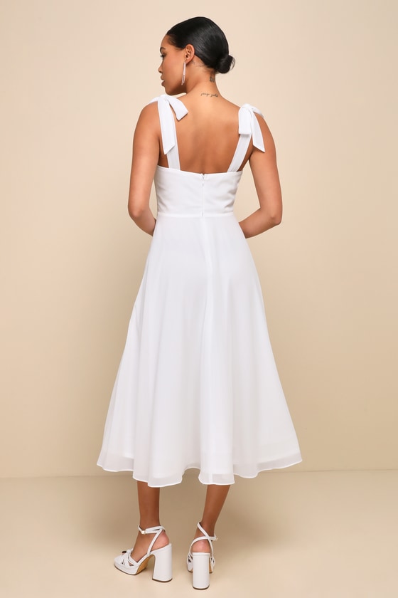 White Midi Dress - Tie-Strap Midi Dress - A-Line Midi Dress - Lulus
