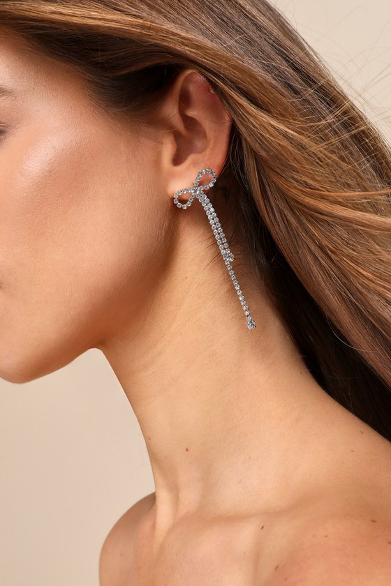 ピアス Clear Pull Bow Earrings Dangly Bow Earrings | Luna & Jade – Luna & Jade