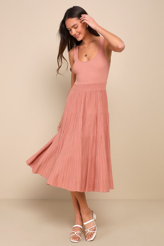 Inspiring Comfort Dusty Rose Ribbed Midi Sweater Dress 3