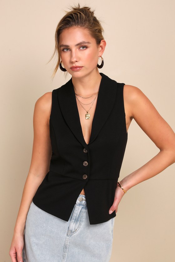 Heightened Vibes Black Sleeveless Vest Top