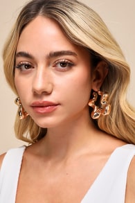 Iconic Direction Gold Oversized Wavy Hoop Statement Earrings