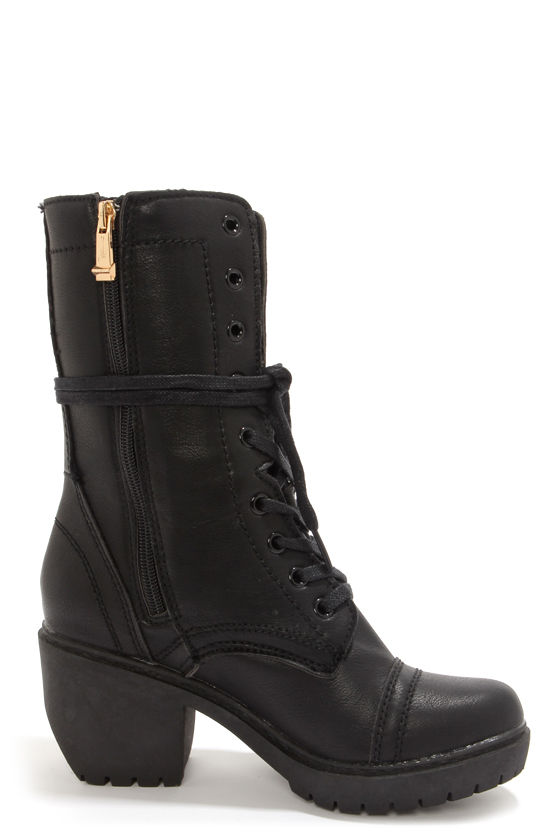 Cute Black Boots - High Heel Boots - Combat Boots - $95.00