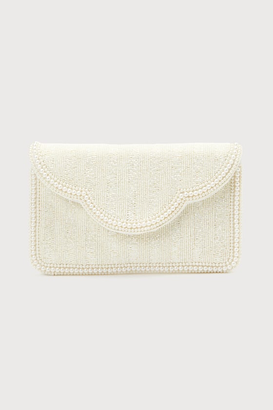 Immaculate Radiance White Pearl Beaded Clutch