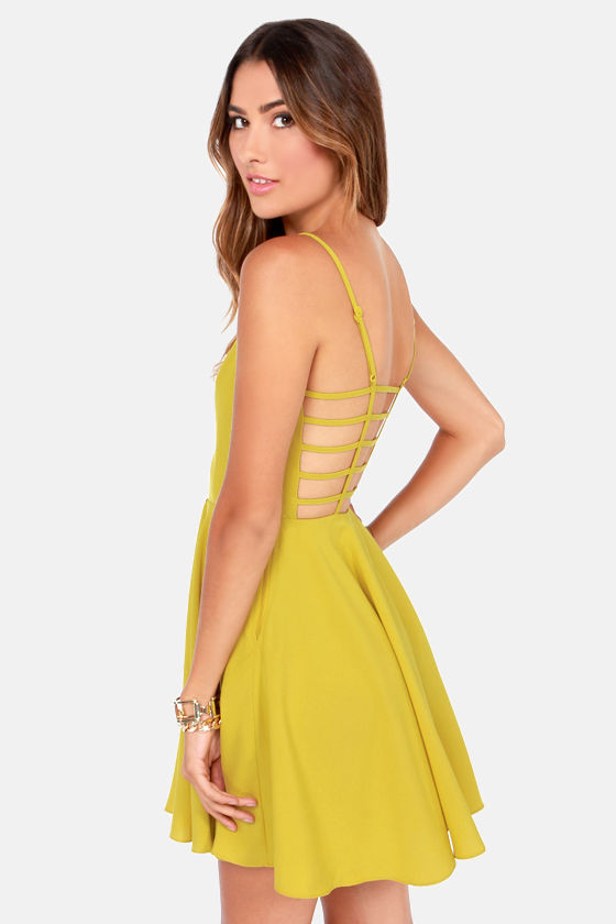 Cute Chartreuse Dress - Backless Dress - Skater Dress - $43.00 - Lulus