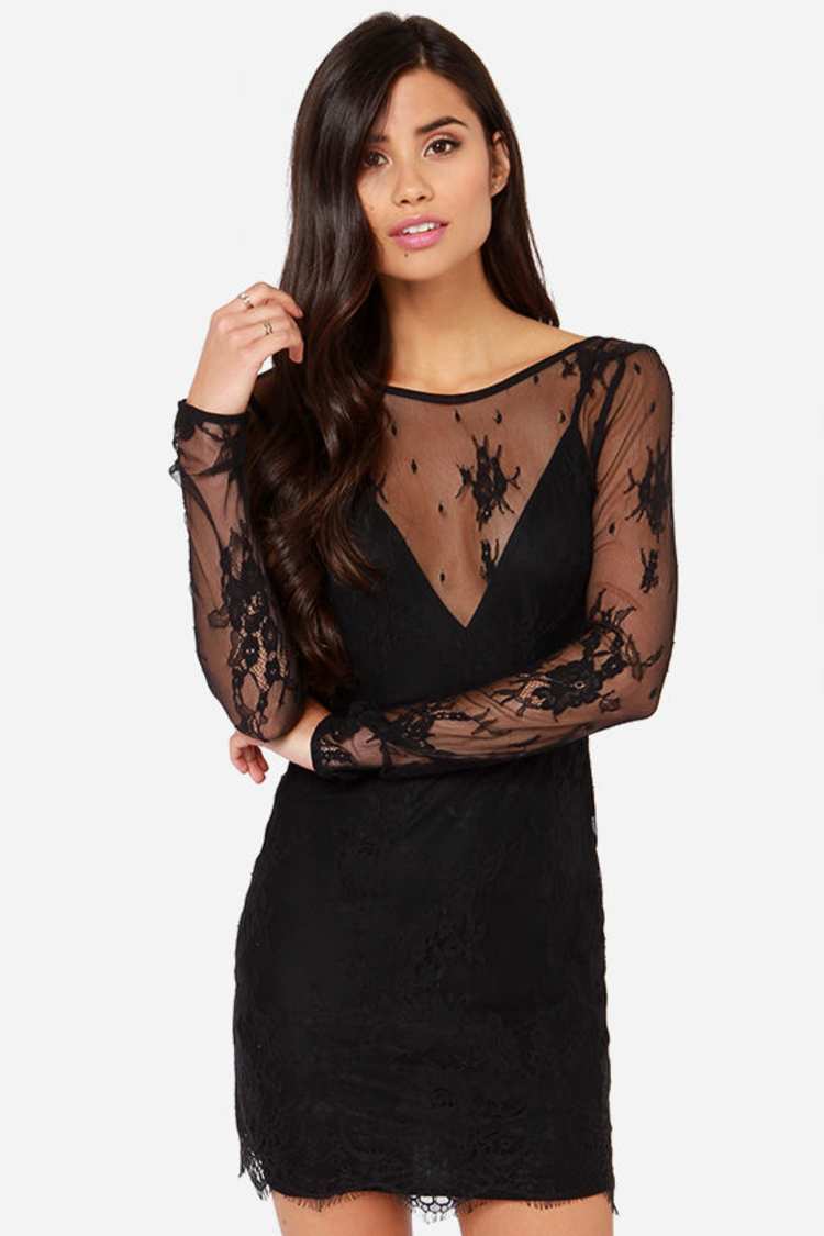is a black lace dress appropriate for a wedding A-Line Lace Appliqued Black Wedding Dress Boho Bridal Gown WD744 US4 / Custom Color main image 1