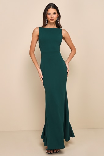 Exquisite Refinement Emerald Backless Bow Ruffled Maxi Dress 2